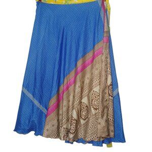 Darn Good Yarn Sari Wrap Skirt Plus 22-26 Long Sari Silk Hippie Bohemian Layered